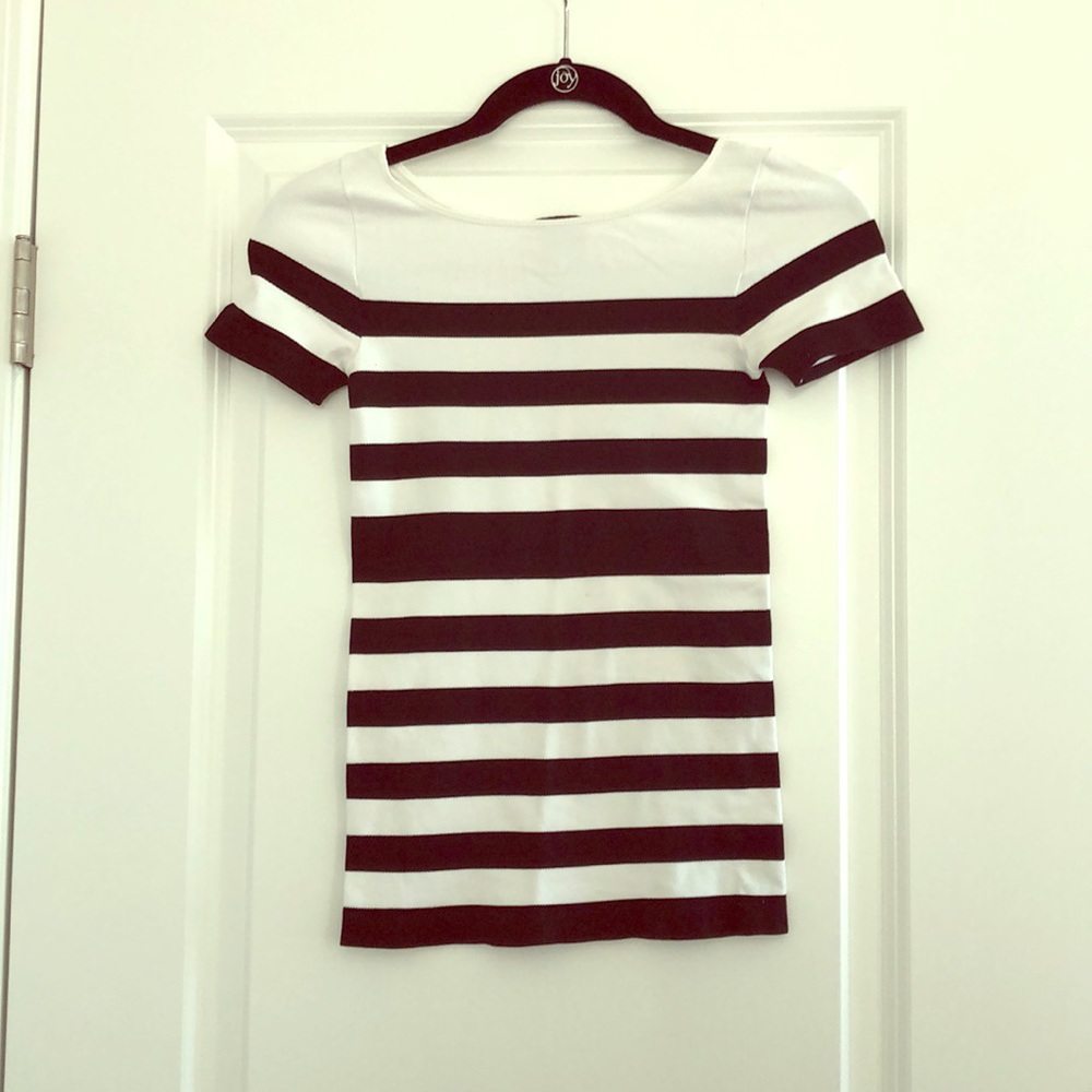 Bebe black/white striped boat neck top